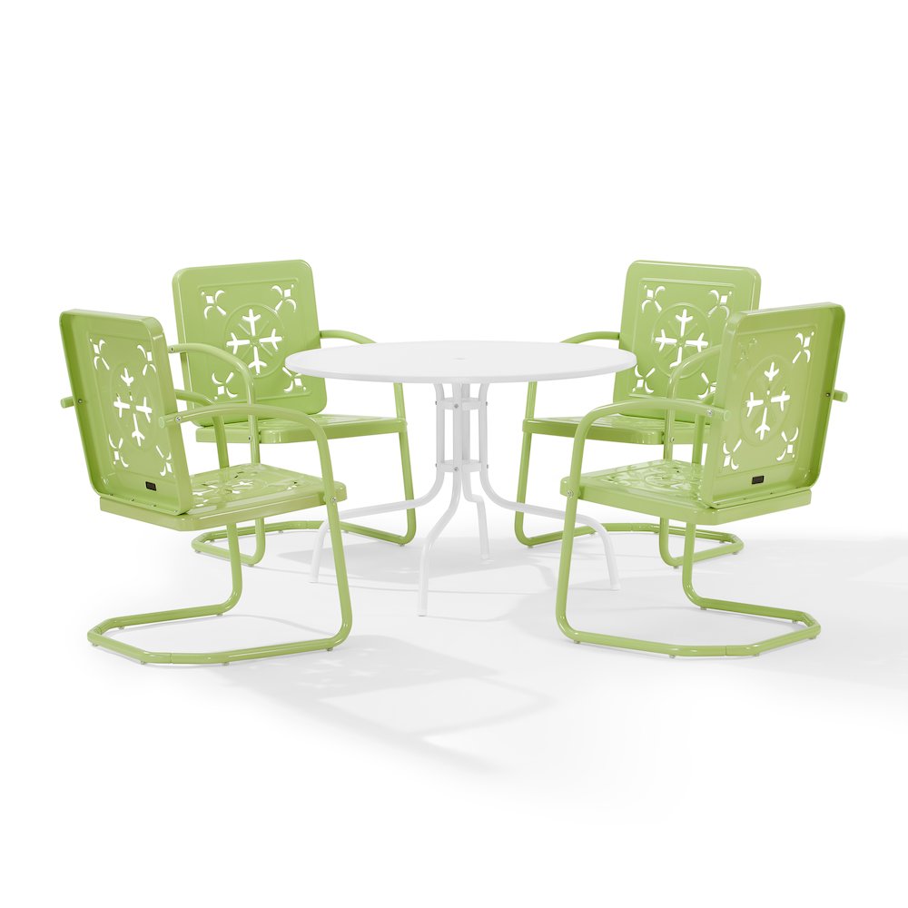 Azalea 5-Piece Round Retro Outdoor Dining Set - Table & 4 Chairs. Picture 2