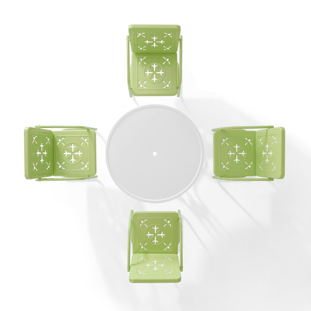 Azalea 5-Piece Round Retro Outdoor Dining Set - Table & 4 Chairs. Picture 7
