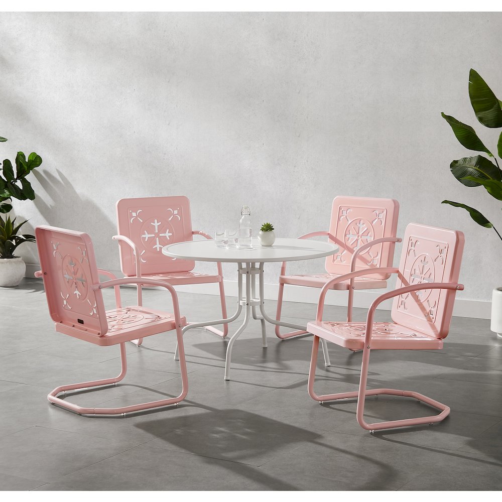 Azalea 5-Piece Round Retro Outdoor Dining Set - Table & 4 Chairs. Picture 3