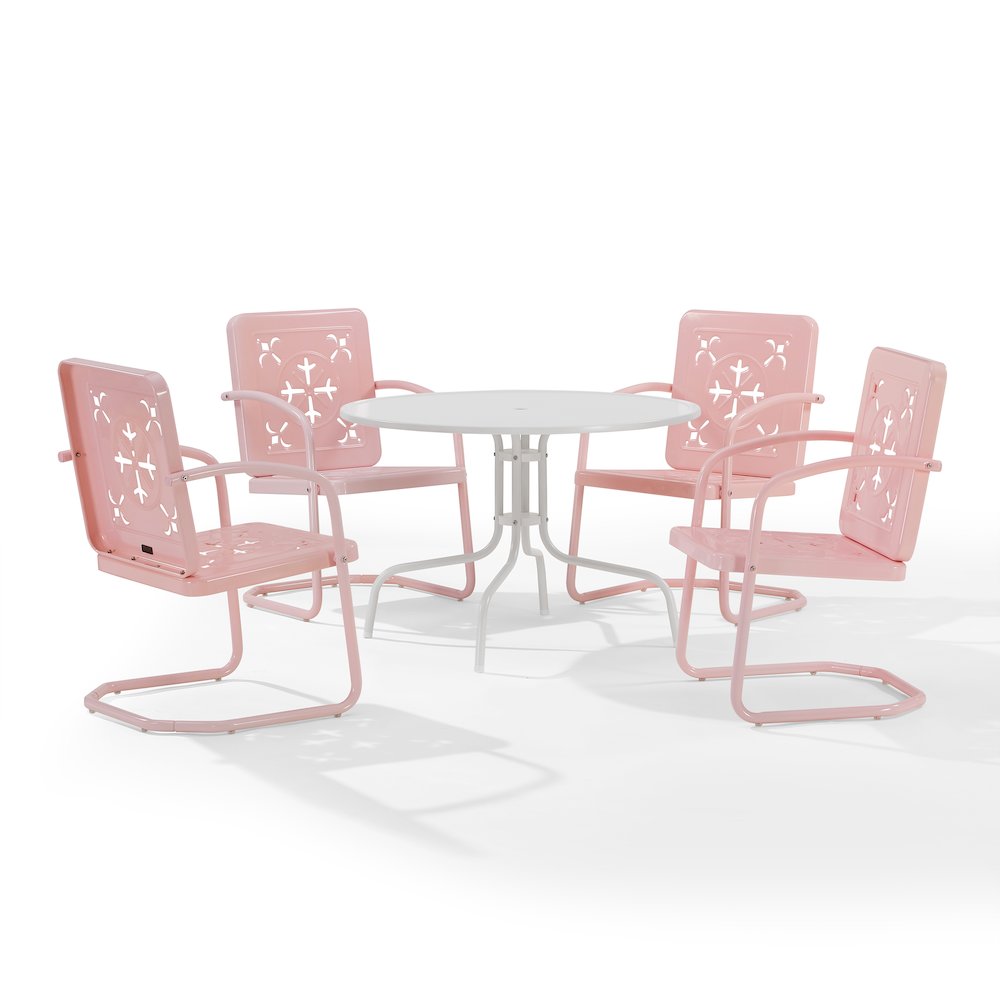 Azalea 5-Piece Round Retro Outdoor Dining Set - Table & 4 Chairs. Picture 1