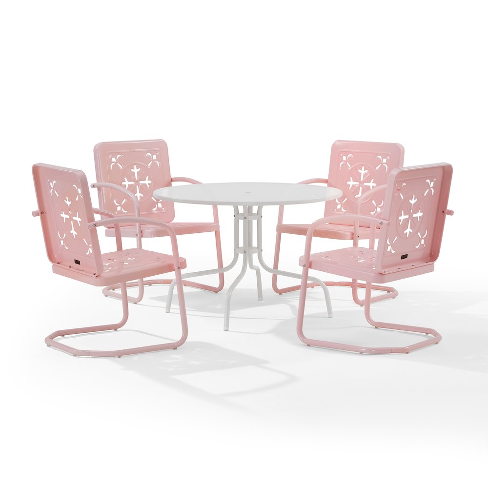 Azalea 5-Piece Round Retro Outdoor Dining Set - Table & 4 Chairs. Picture 2