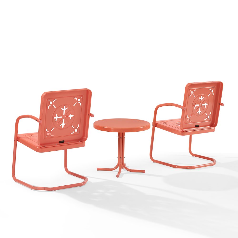 Azalea 3-Piece Retro Outdoor Chair Set - Side Table & 2 Chairs. Picture 3