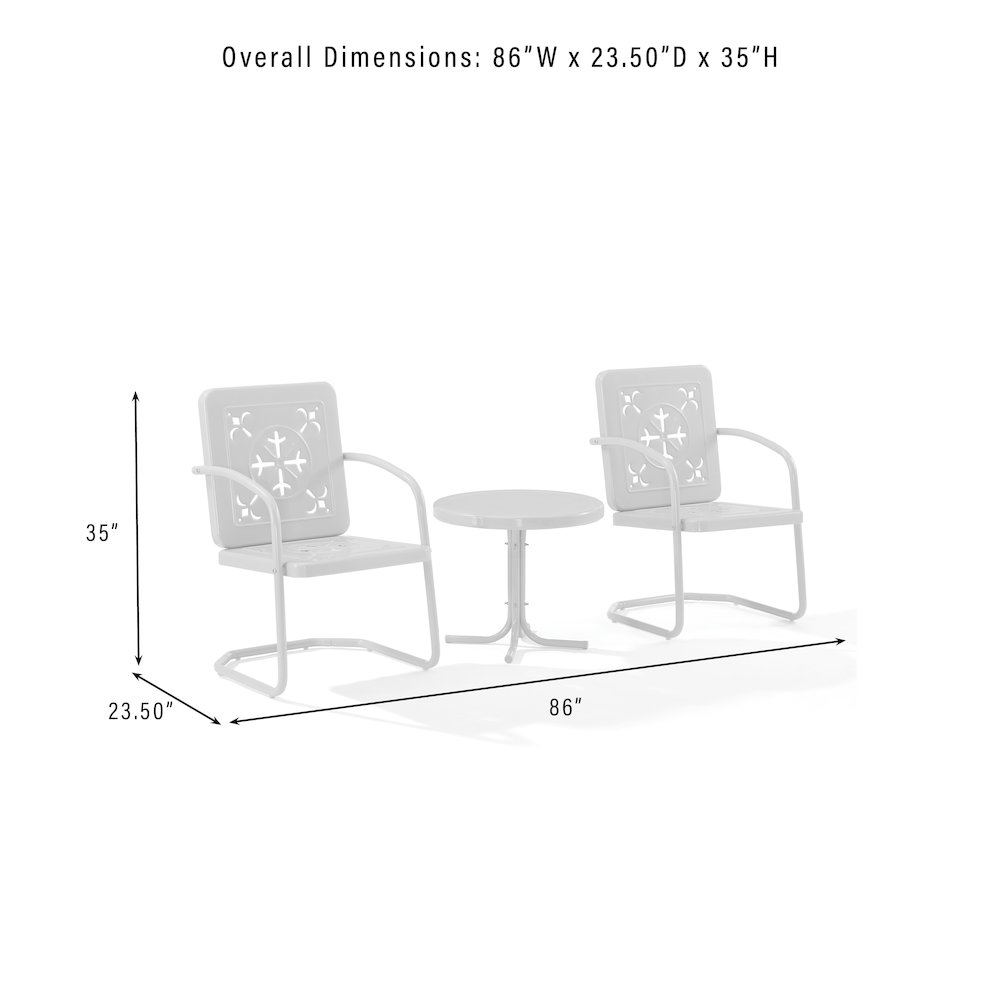 Azalea 3-Piece Retro Outdoor Chair Set - Side Table & 2 Chairs. Picture 9