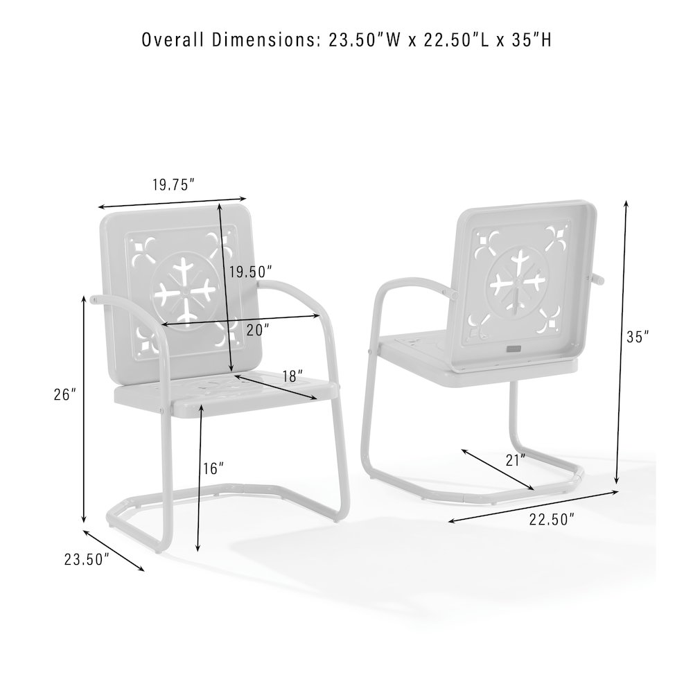 Azalea 3-Piece Retro Outdoor Chair Set - Side Table & 2 Chairs. Picture 10