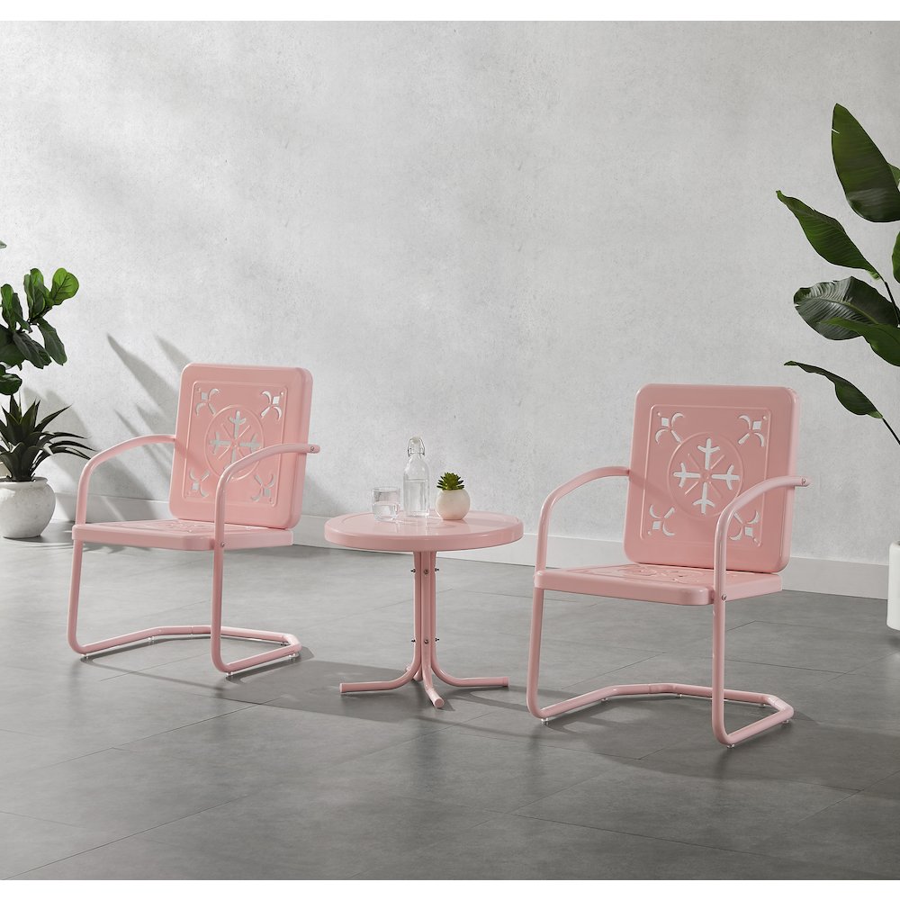 Azalea 3-Piece Retro Outdoor Chair Set - Side Table & 2 Chairs. Picture 4