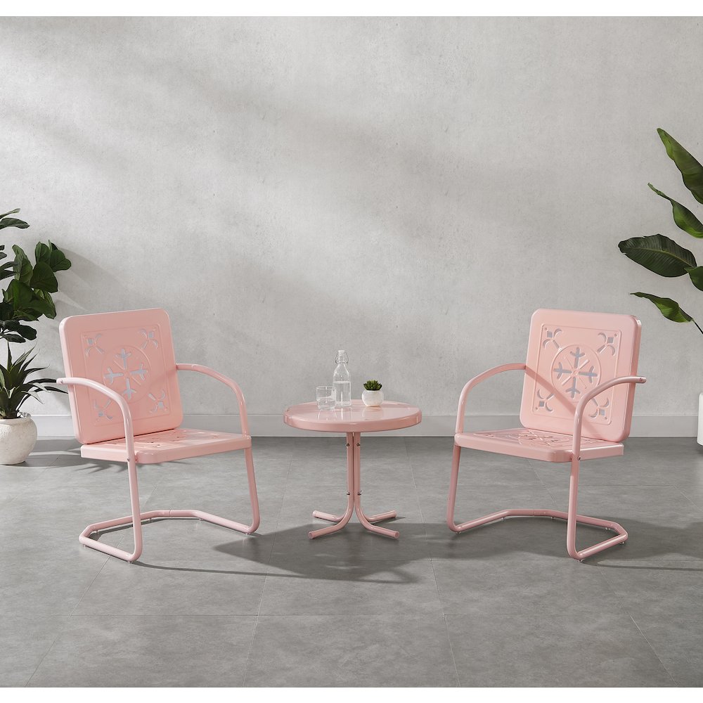 Azalea 3-Piece Retro Outdoor Chair Set - Side Table & 2 Chairs. Picture 5