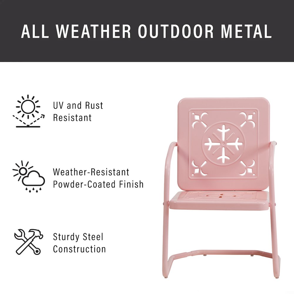 Azalea 3-Piece Retro Outdoor Chair Set - Side Table & 2 Chairs. Picture 6
