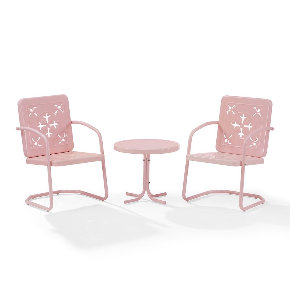 Azalea 3-Piece Retro Outdoor Chair Set - Side Table & 2 Chairs. Picture 2