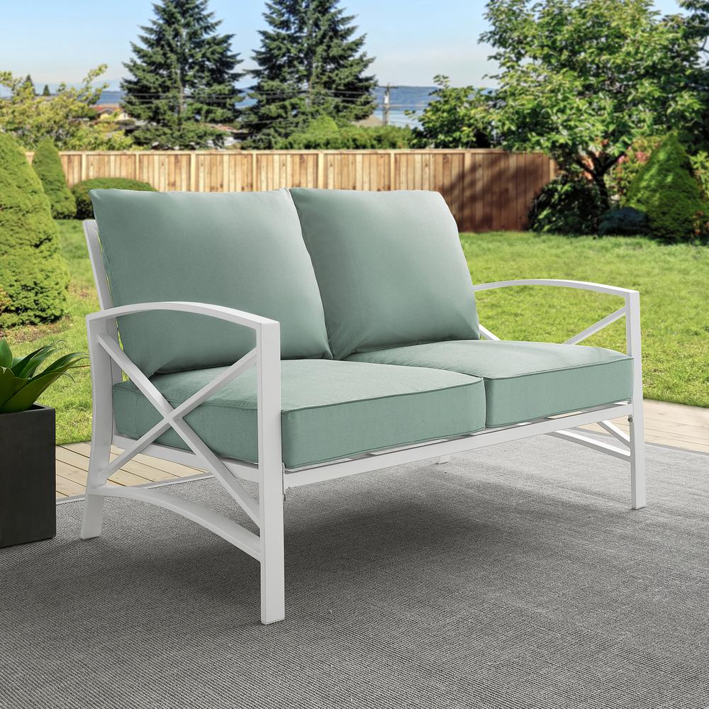 Kaplan Outdoor Metal Loveseat Mist/White. Picture 2