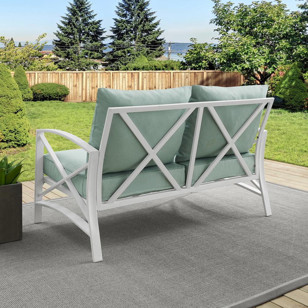 Kaplan Outdoor Metal Loveseat Mist/White. Picture 3