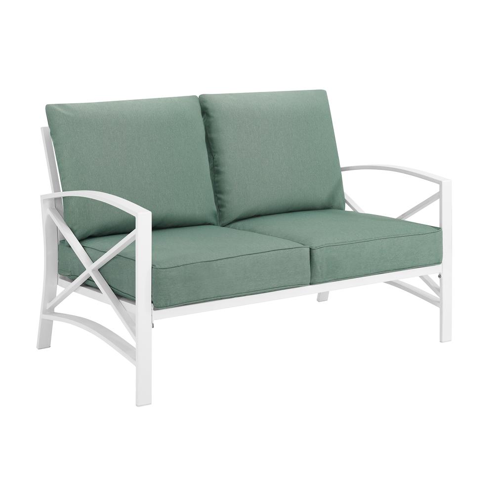 Kaplan Outdoor Metal Loveseat Mist/White. Picture 4