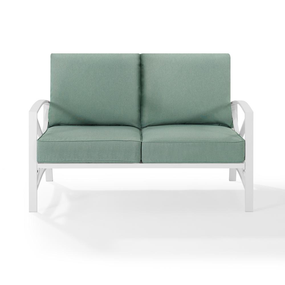 Kaplan Outdoor Metal Loveseat Mist/White. Picture 1