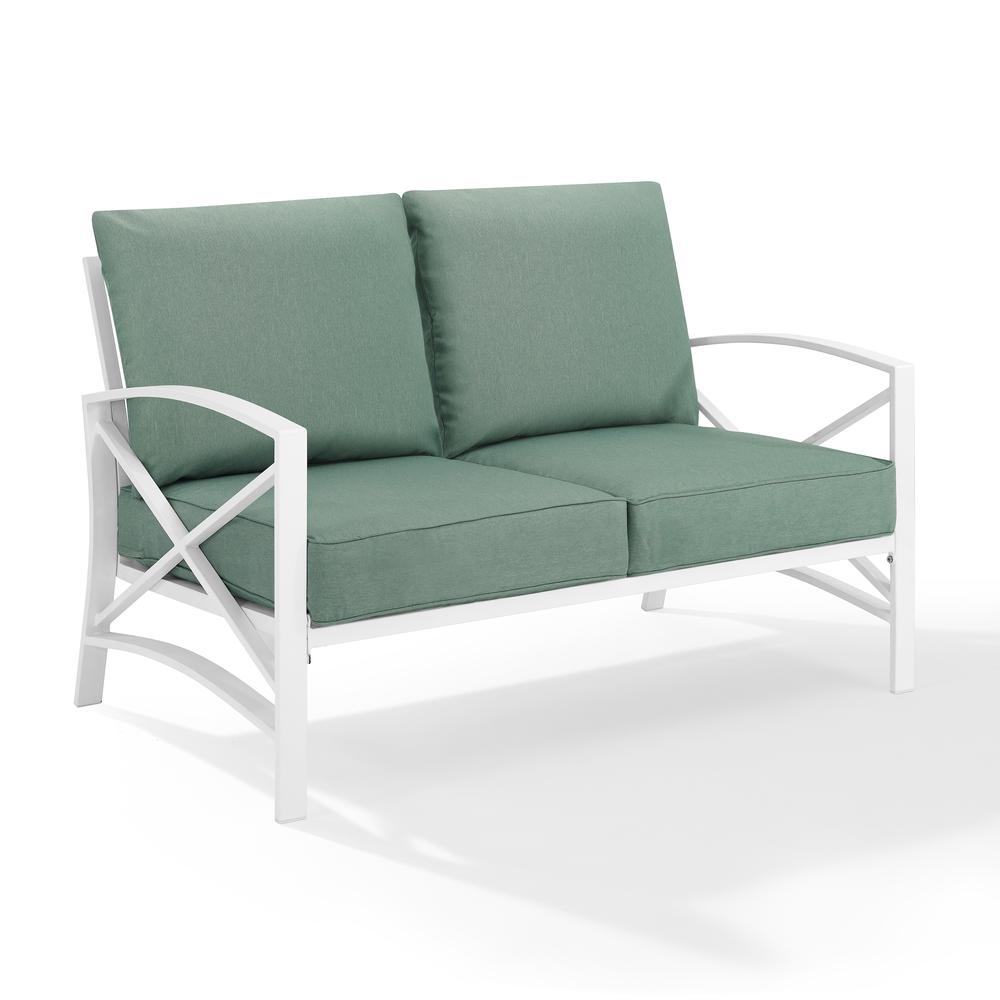 Kaplan Outdoor Metal Loveseat Mist/White. Picture 6