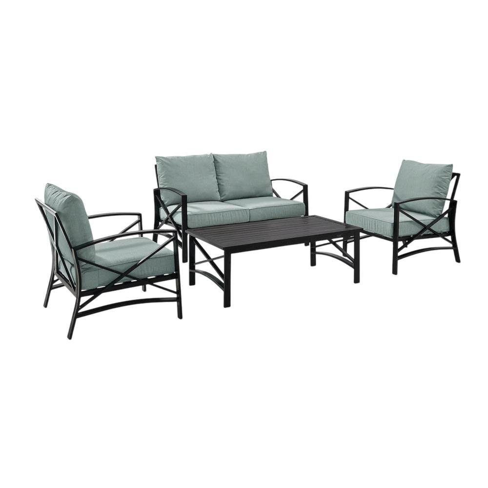 Outdoor 4-Piece Furniture Set with Loveseat, Coffee Table, & Two Chairs. Picture 1
