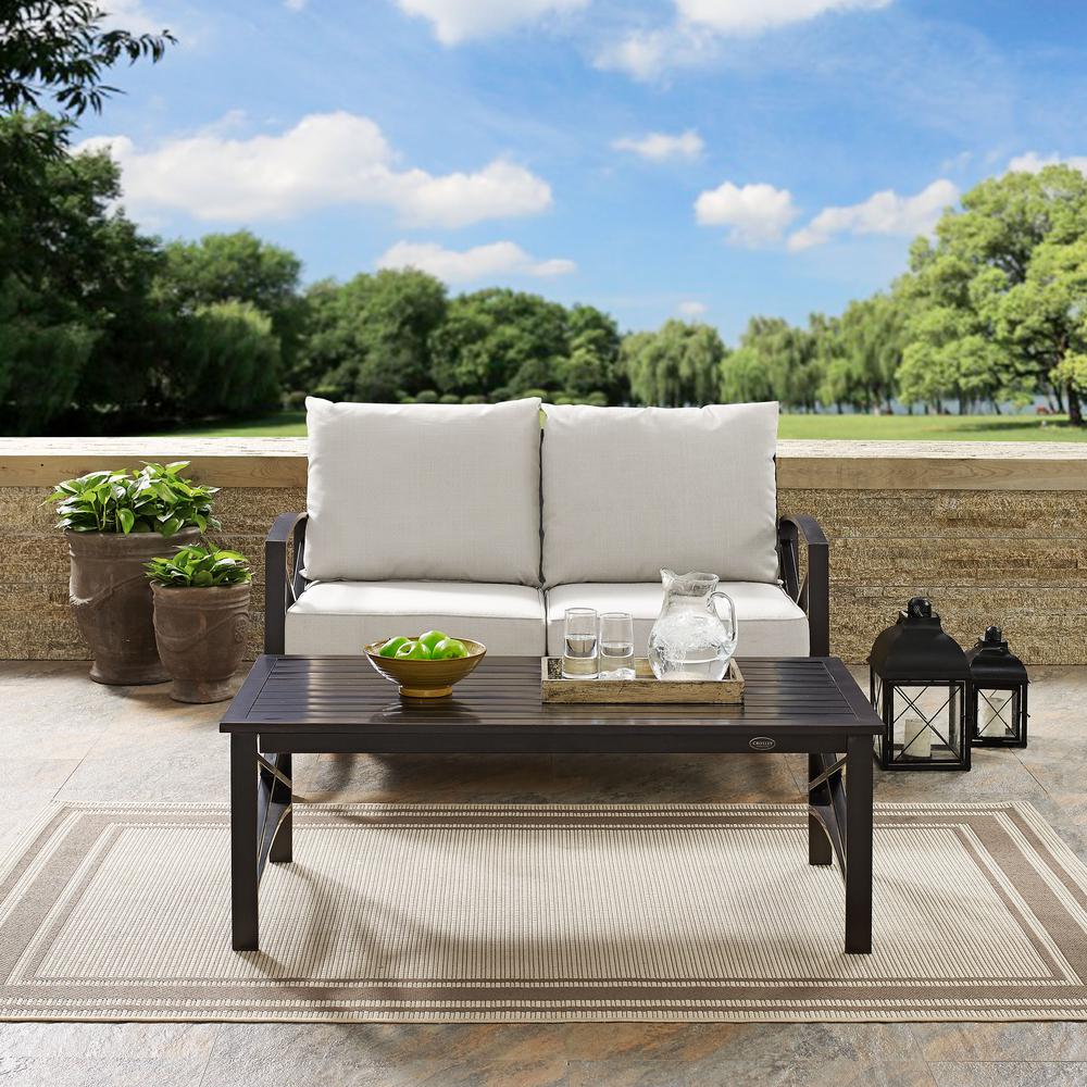 Kaplan 2Pc Outdoor Loveseat Patio Furniture Set - Loveseat & Coffee Table. Picture 3