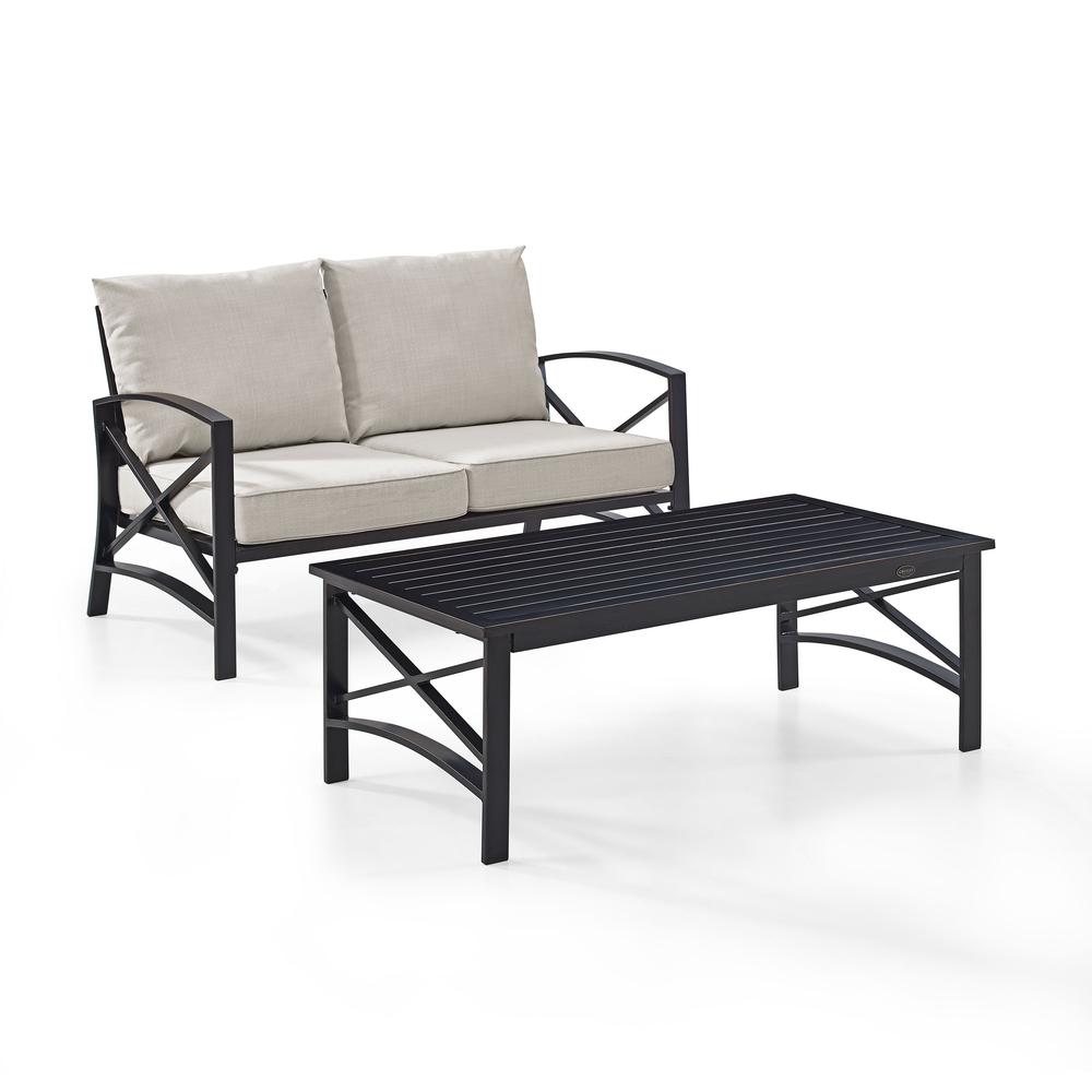 Kaplan 2Pc Outdoor Loveseat Patio Furniture Set - Loveseat & Coffee Table. Picture 1