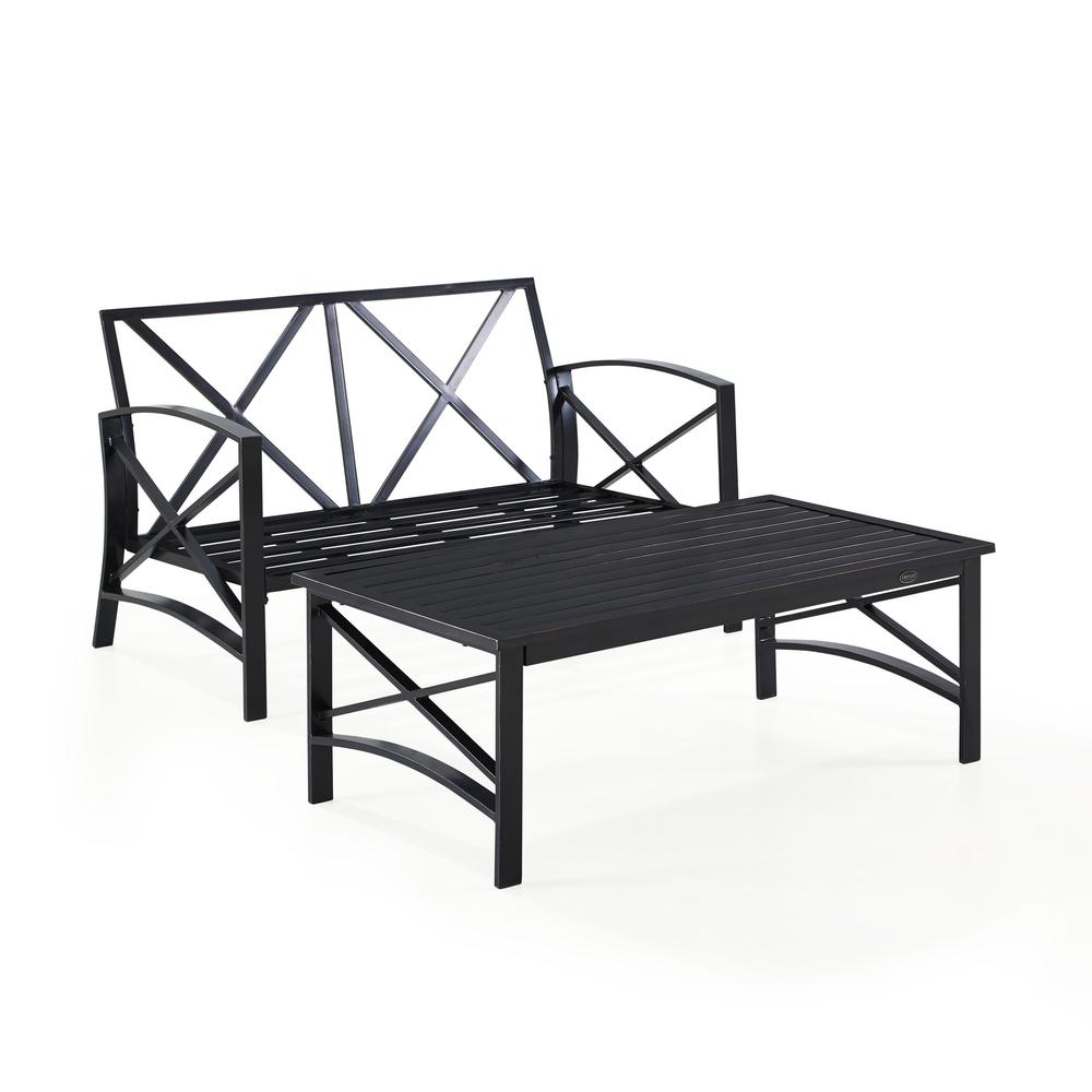 Kaplan 2Pc Outdoor Loveseat Patio Furniture Set - Loveseat & Coffee Table. Picture 7