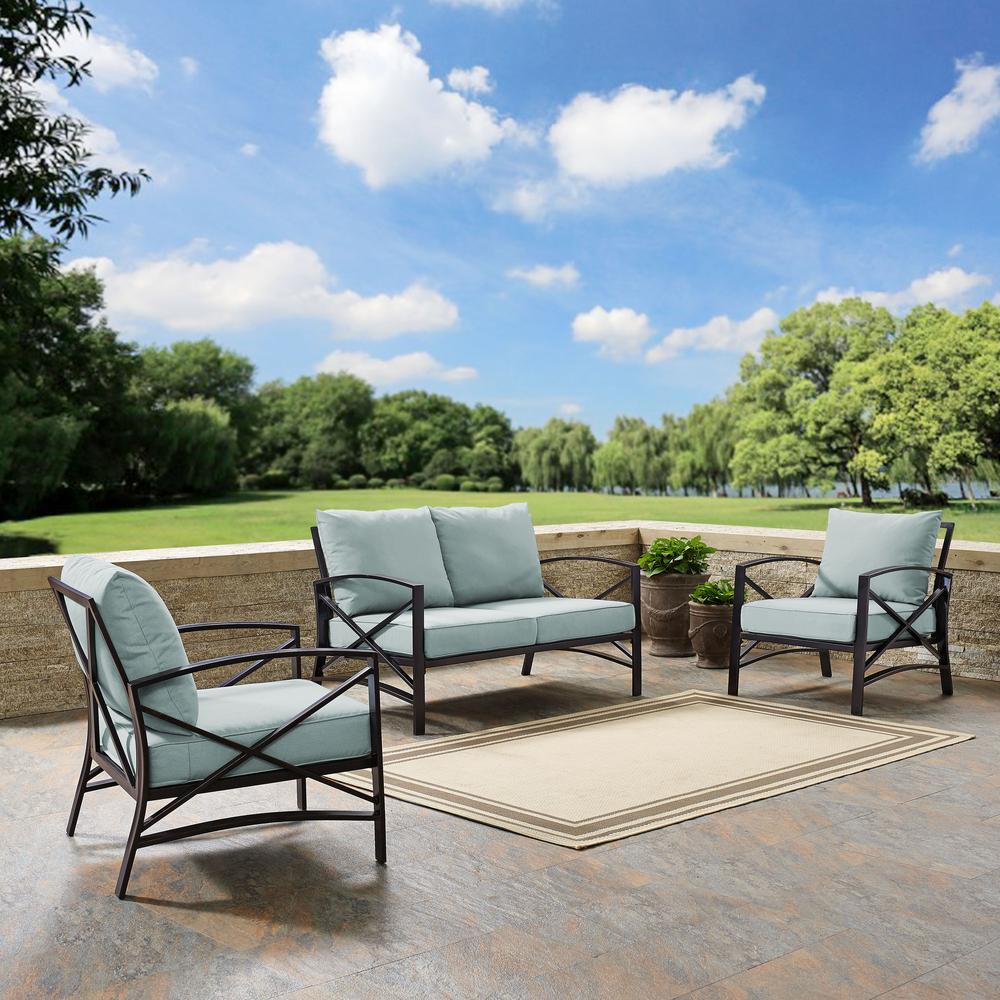 Kaplan 3Pc Outdoor Loveseat Patio Furniture Set - Loveseat & 2 Chairs. Picture 2