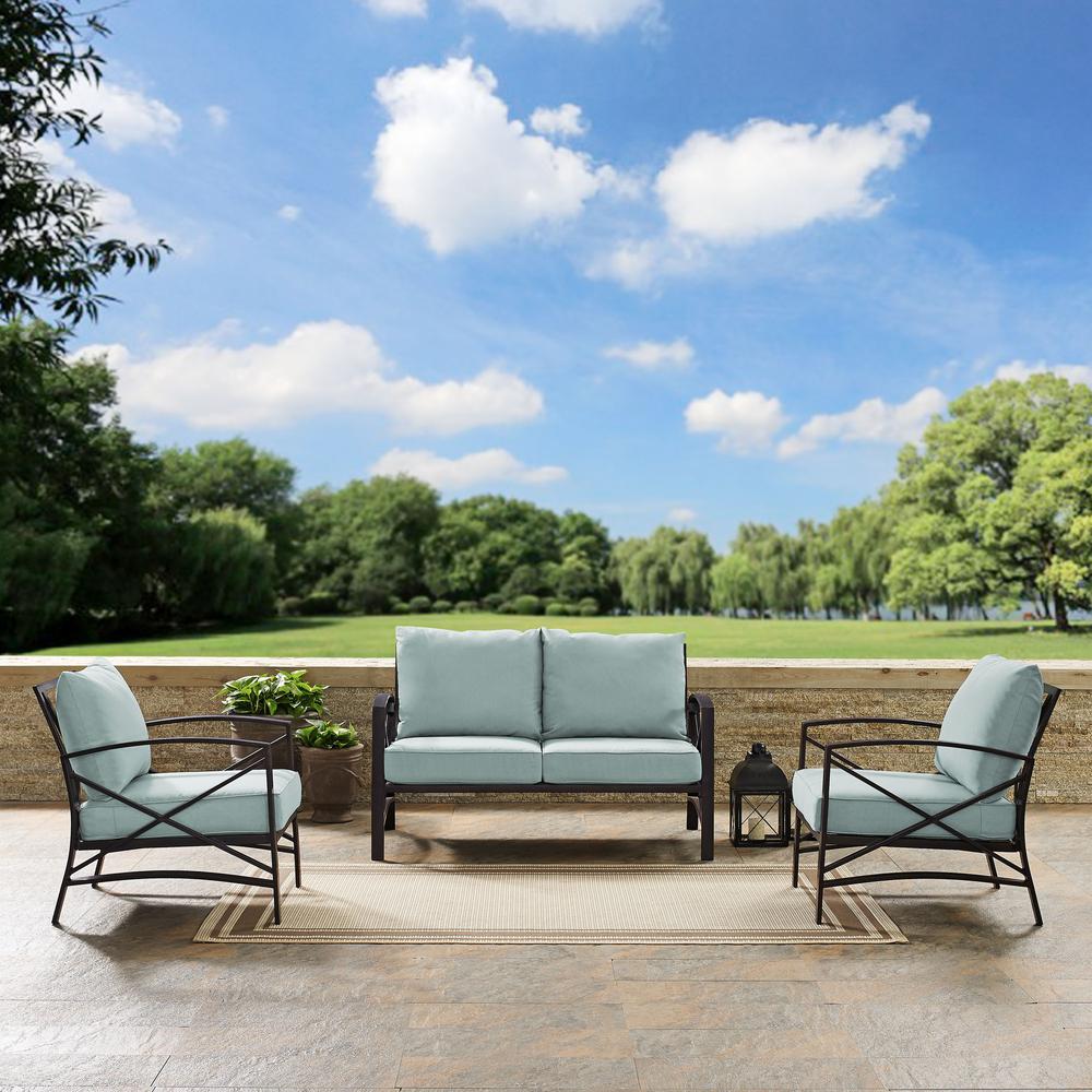 Kaplan 3Pc Outdoor Loveseat Patio Furniture Set - Loveseat & 2 Chairs. Picture 3
