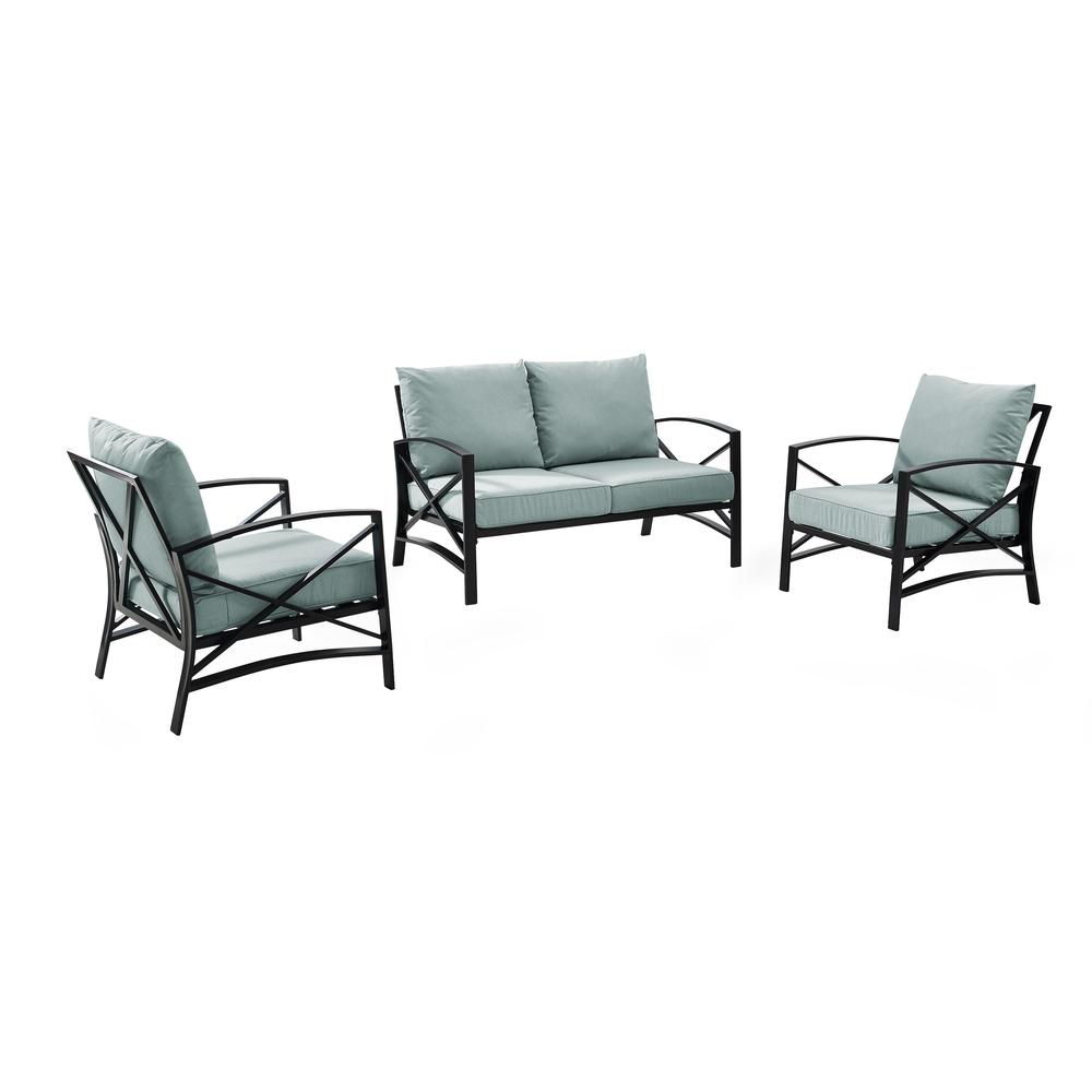 Kaplan 3Pc Outdoor Loveseat Patio Furniture Set - Loveseat & 2 Chairs. Picture 4
