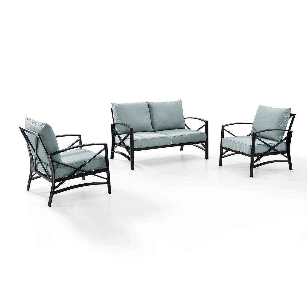 Kaplan 3Pc Outdoor Loveseat Patio Furniture Set - Loveseat & 2 Chairs. Picture 1