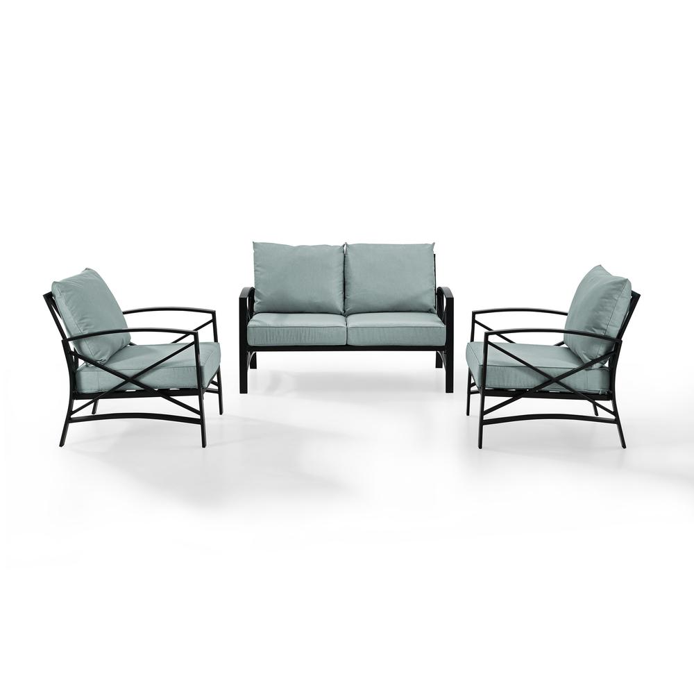 Kaplan 3Pc Outdoor Loveseat Patio Furniture Set - Loveseat & 2 Chairs. Picture 6