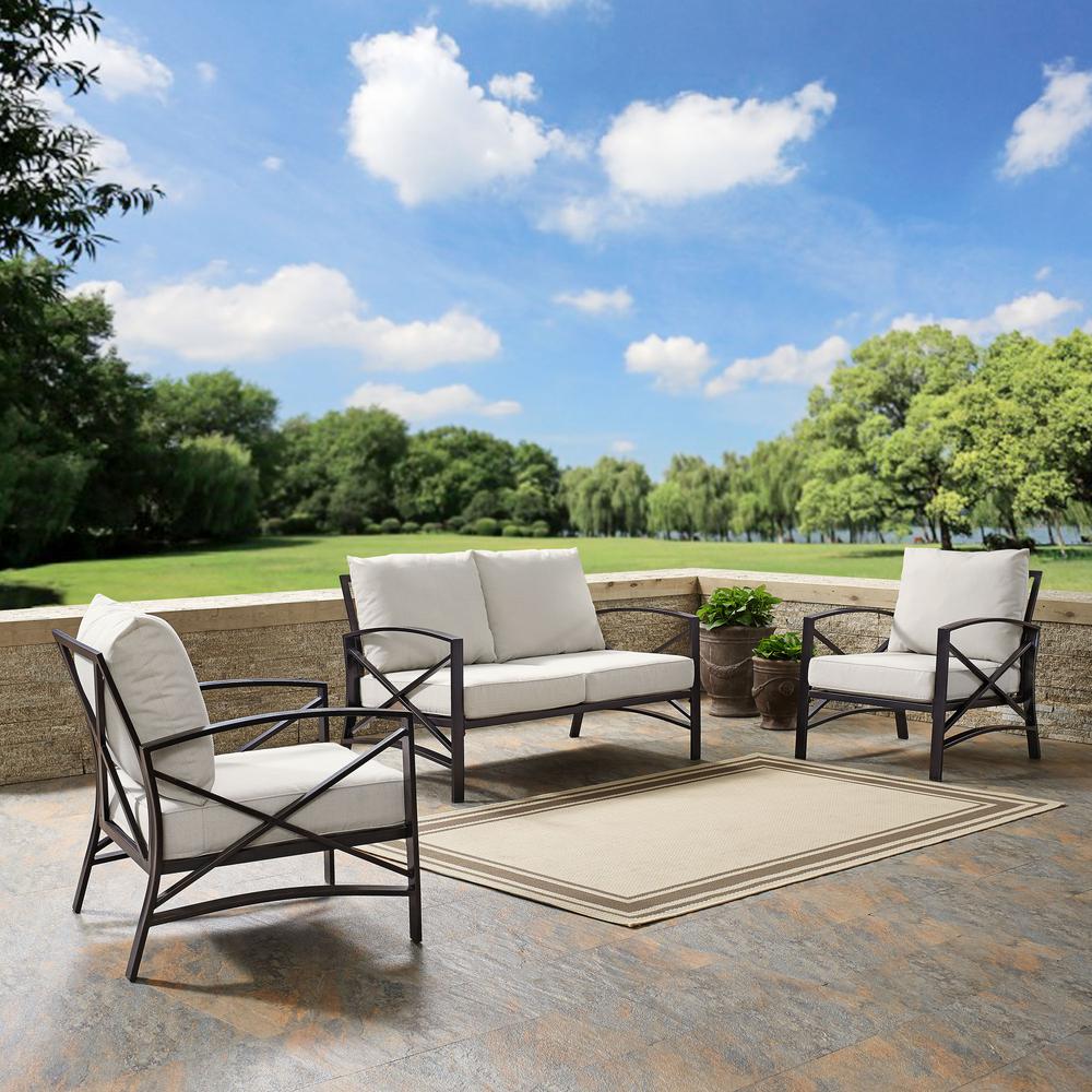 Kaplan 3Pc Outdoor Loveseat Patio Furniture Set - Loveseat & 2 Chairs. Picture 2