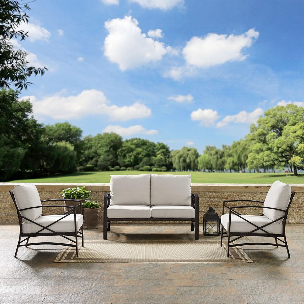 Kaplan 3Pc Outdoor Loveseat Patio Furniture Set - Loveseat & 2 Chairs. Picture 3