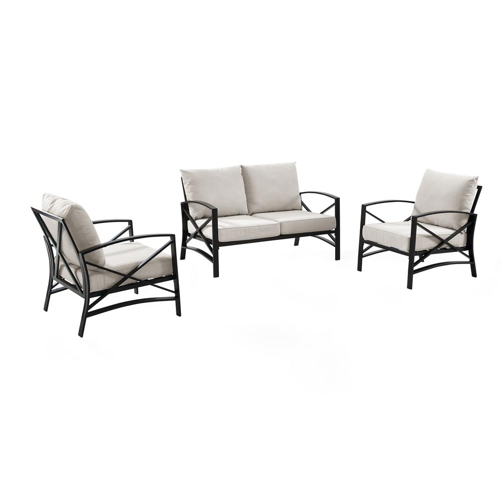 Kaplan 3Pc Outdoor Loveseat Patio Furniture Set - Loveseat & 2 Chairs. Picture 4