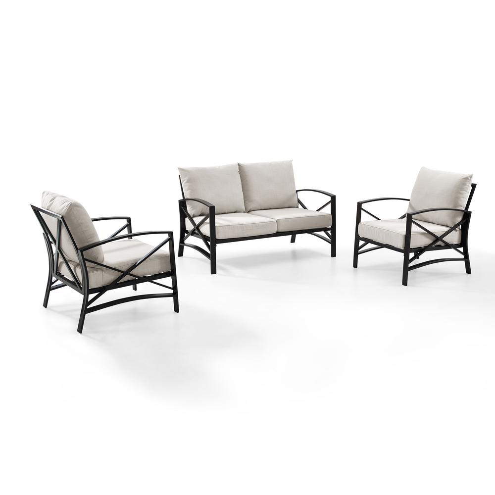 Kaplan 3Pc Outdoor Loveseat Patio Furniture Set - Loveseat & 2 Chairs. Picture 1