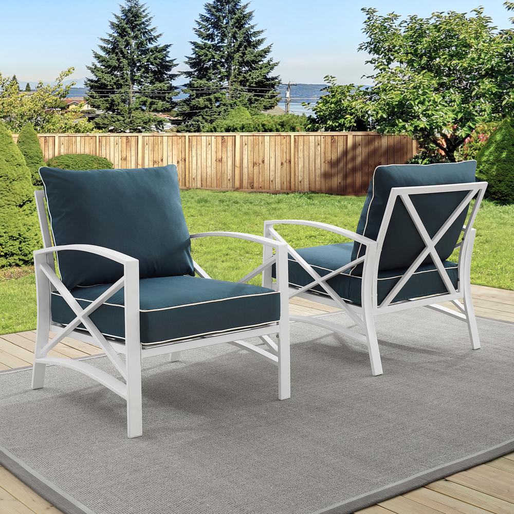 Kaplan 2Pc Outdoor Chair Set Navy/White - 2 Chairs. Picture 2