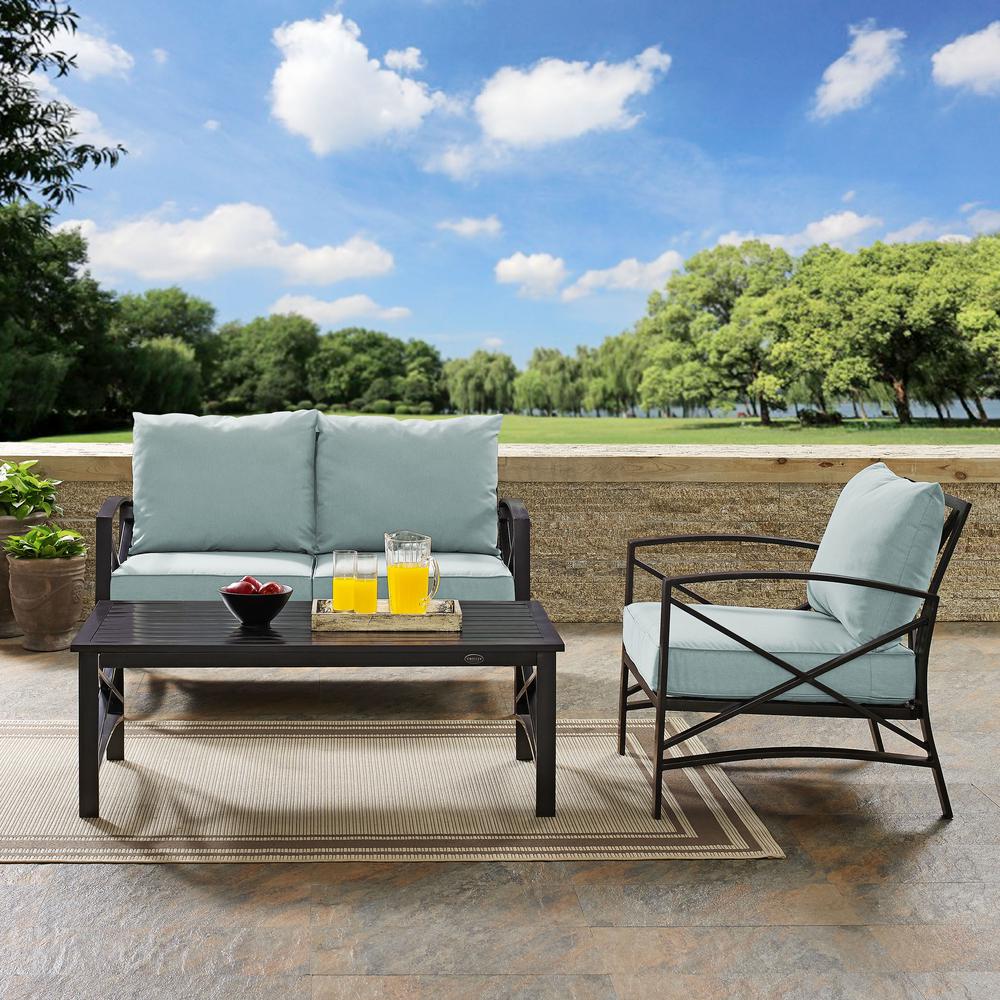Kaplan 3Pc Outdoor Loveseat Patio Furniture Set, Loveseat, Chair, & Coffee Table. Picture 3