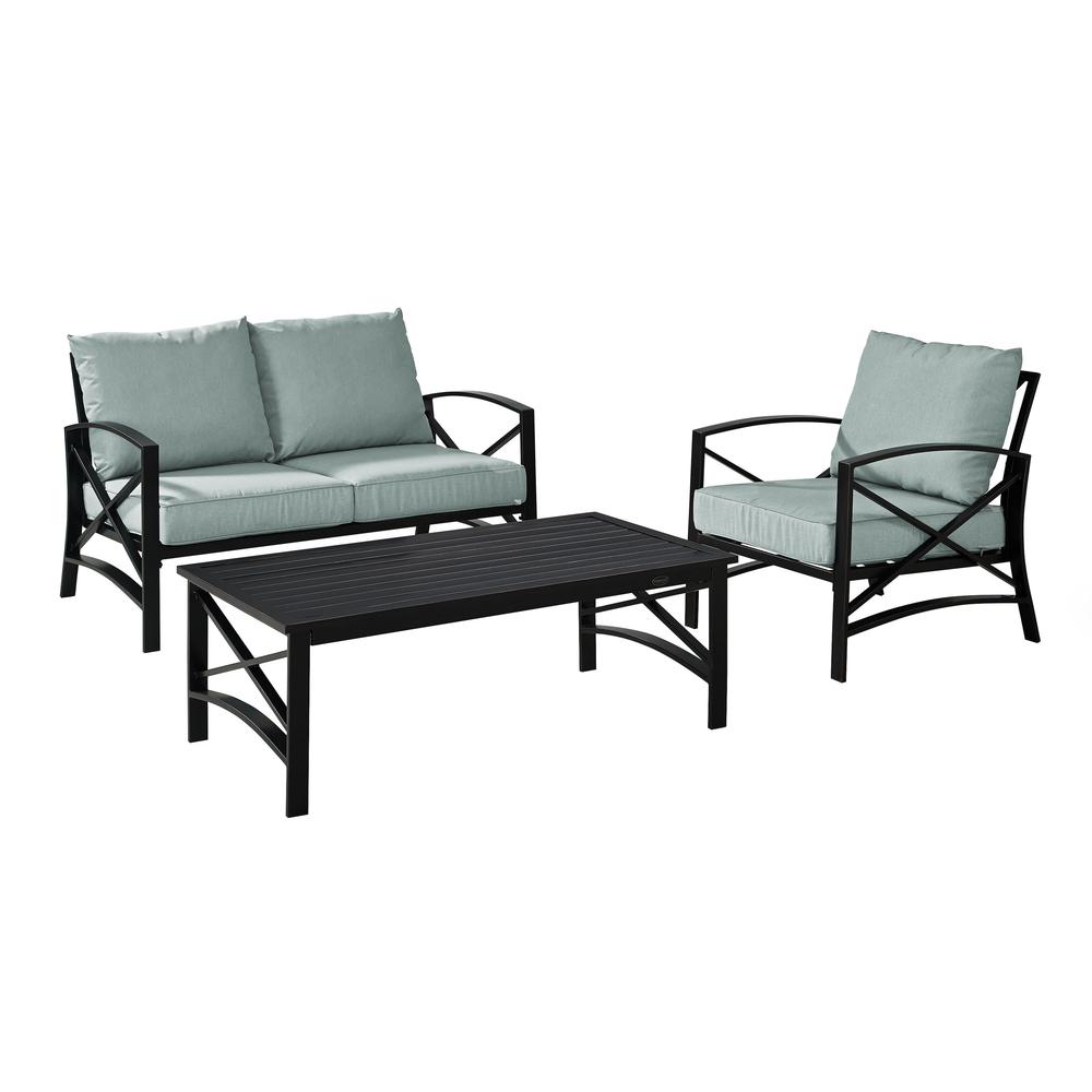 Kaplan 3Pc Outdoor Loveseat Patio Furniture Set, Loveseat, Chair, & Coffee Table. Picture 4