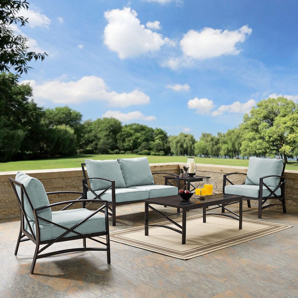 5Pc Outdoor Loveseat Furniture Set, Loveseat, 1 Coffee/1 Side Table, 2 Armchairs. Picture 2