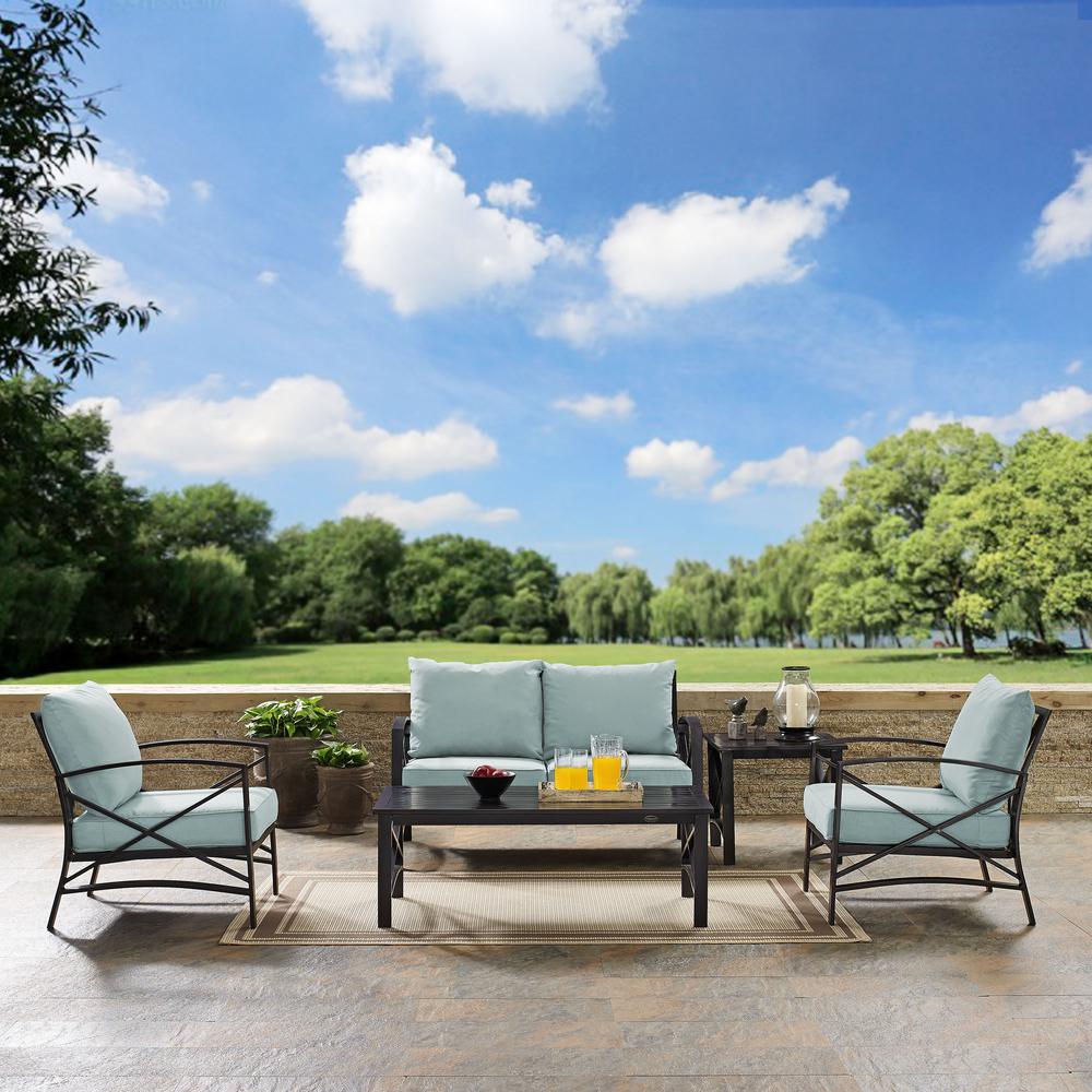 5Pc Outdoor Loveseat Furniture Set, Loveseat, 1 Coffee/1 Side Table, 2 Armchairs. Picture 3