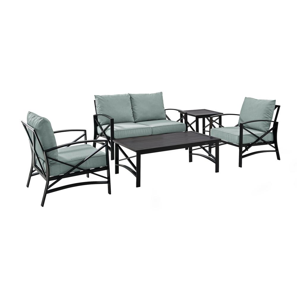 5Pc Outdoor Loveseat Furniture Set, Loveseat, 1 Coffee/1 Side Table, 2 Armchairs. Picture 4