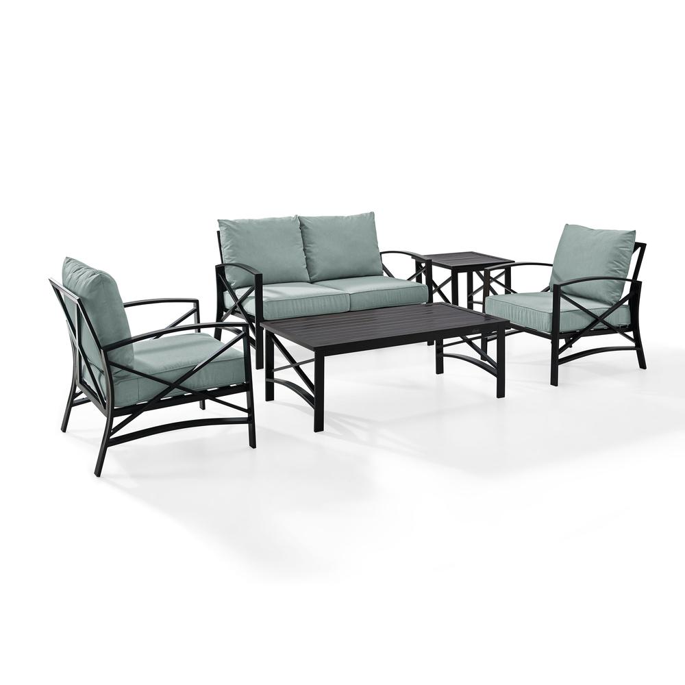 5Pc Outdoor Loveseat Furniture Set, Loveseat, 1 Coffee/1 Side Table, 2 Armchairs. Picture 1
