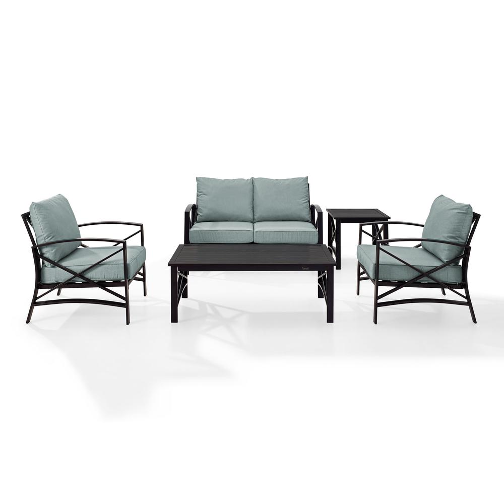 5Pc Outdoor Loveseat Furniture Set, Loveseat, 1 Coffee/1 Side Table, 2 Armchairs. Picture 6