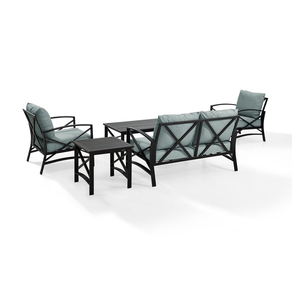 5Pc Outdoor Loveseat Furniture Set, Loveseat, 1 Coffee/1 Side Table, 2 Armchairs. Picture 7