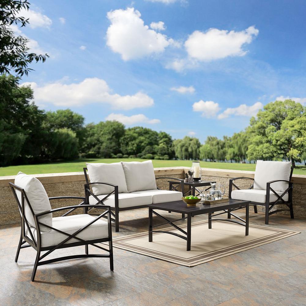 5Pc Outdoor Loveseat Furniture Set, Loveseat, 1 Coffee/1 Side Table, 2 Armchairs. Picture 2