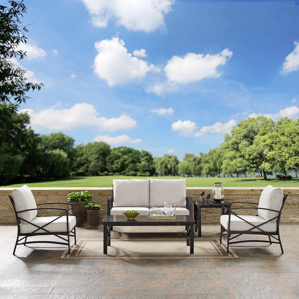 5Pc Outdoor Loveseat Furniture Set, Loveseat, 1 Coffee/1 Side Table, 2 Armchairs. Picture 3