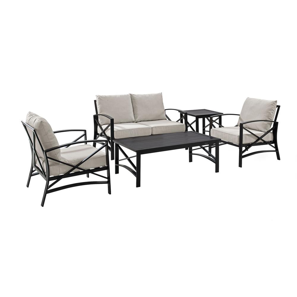 5Pc Outdoor Loveseat Furniture Set, Loveseat, 1 Coffee/1 Side Table, 2 Armchairs. Picture 4