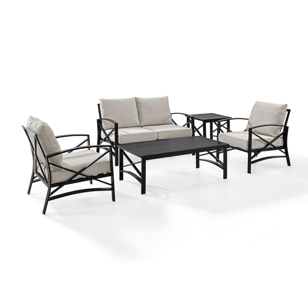5Pc Outdoor Loveseat Furniture Set, Loveseat, 1 Coffee/1 Side Table, 2 Armchairs. Picture 1