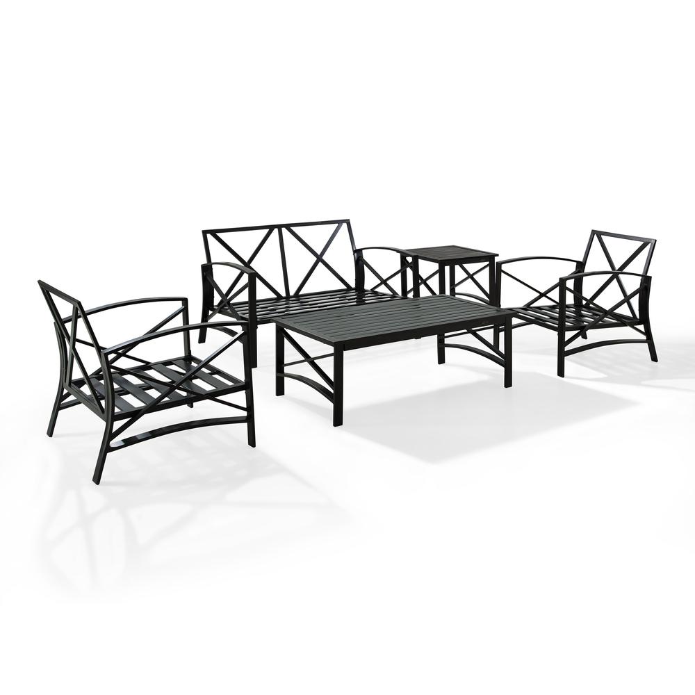5Pc Outdoor Loveseat Furniture Set, Loveseat, 1 Coffee/1 Side Table, 2 Armchairs. Picture 8