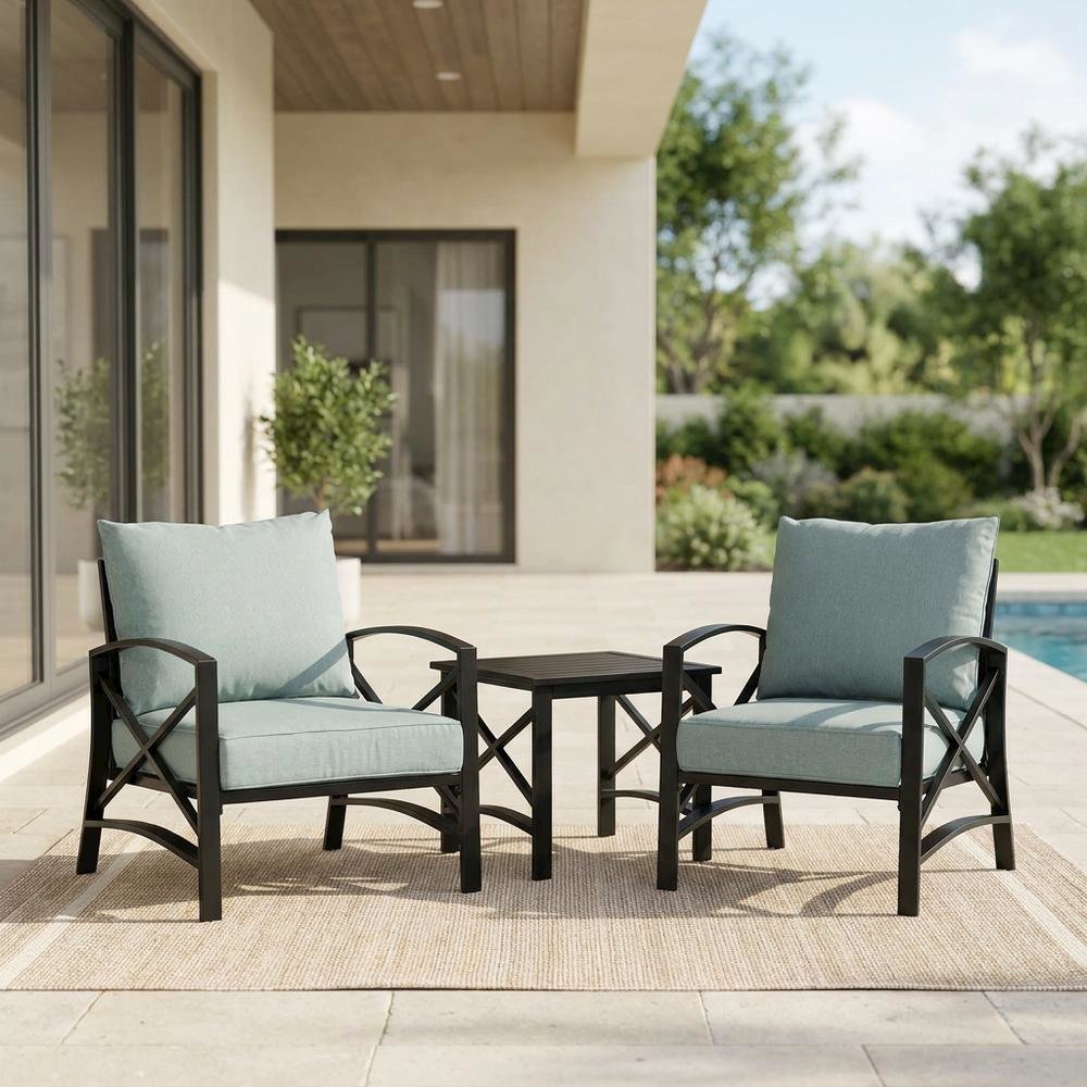 Outdoor Furniture Set with Side Table and 2 Chairs in Oil Rubbed Bronze Finish. Picture 2