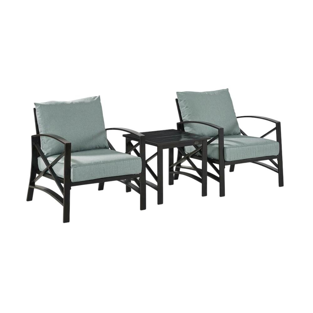Outdoor Furniture Set with Side Table and 2 Chairs in Oil Rubbed Bronze Finish. Picture 1