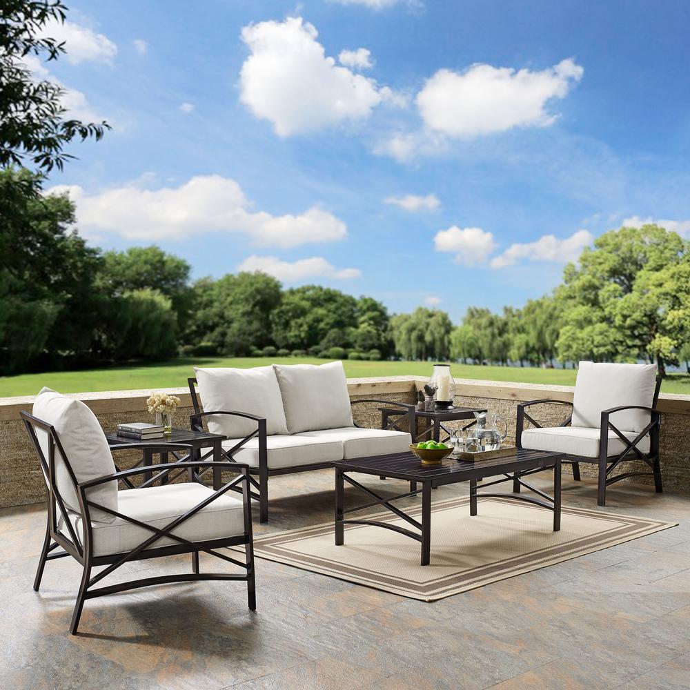 6Pc Outdoor Furniture Set, Loveseat, Coffee Table, 2 Armchairs, 2 Side Tables. Picture 2