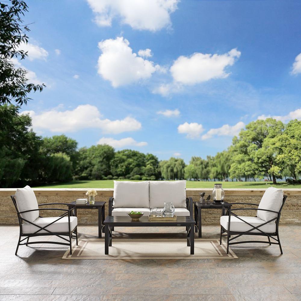 6Pc Outdoor Furniture Set, Loveseat, Coffee Table, 2 Armchairs, 2 Side Tables. Picture 3