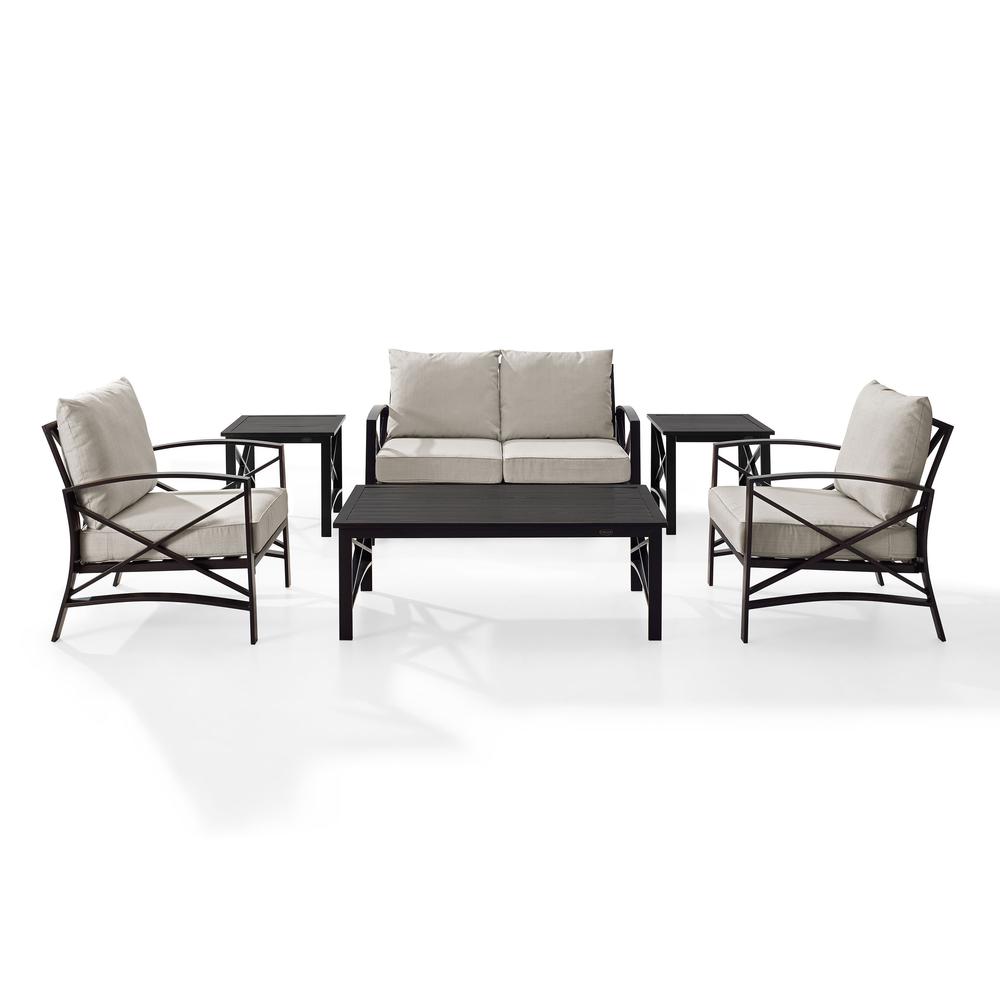 6Pc Outdoor Furniture Set, Loveseat, Coffee Table, 2 Armchairs, 2 Side Tables. Picture 6