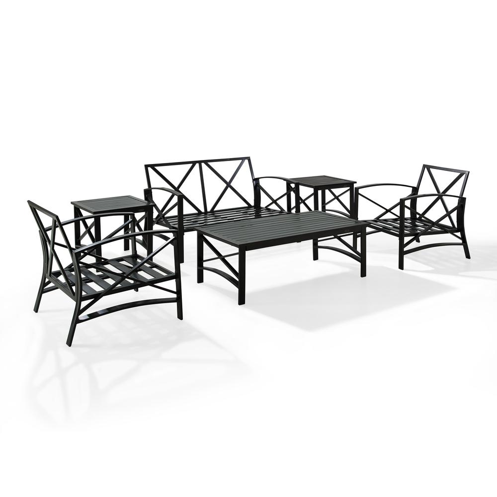 6Pc Outdoor Furniture Set, Loveseat, Coffee Table, 2 Armchairs, 2 Side Tables. Picture 8